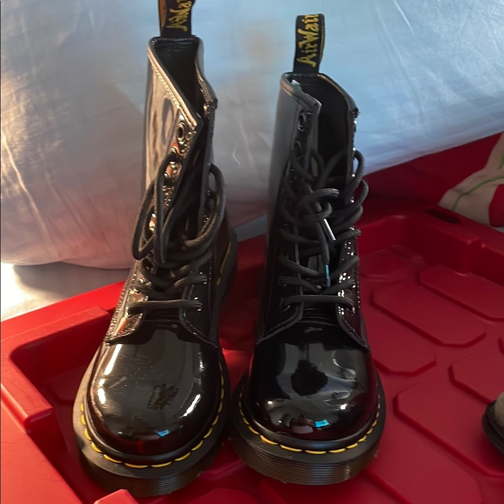 Dr. Martens Black Combat Boots with Patent Finish VI
